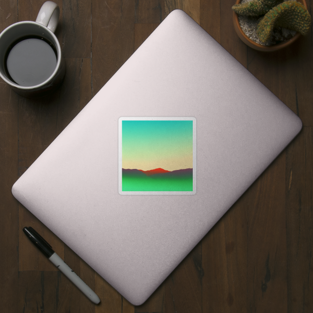 Abstract Neon Green Desert Landscape Sunrise by craftydesigns